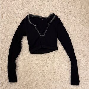 Urban Outfitters Black Long Sleeve Crop Top